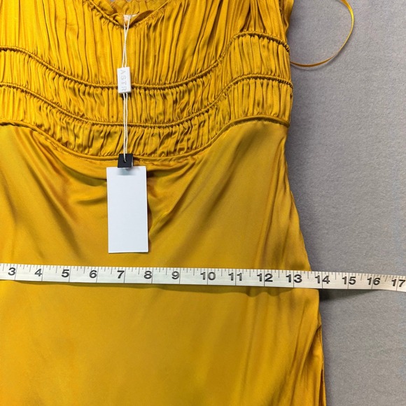 NWT ASTR the Label Enola Satin Smocked Midi Dress Romantic Quiet Luxury Boho - Picture 3 of 12